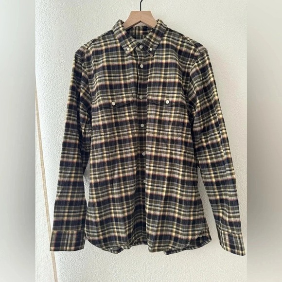 EVERLANE Men's Plaid Flannel Button Down Shirt Long Sleeve Beechwood Size L - Picture 4 of 13